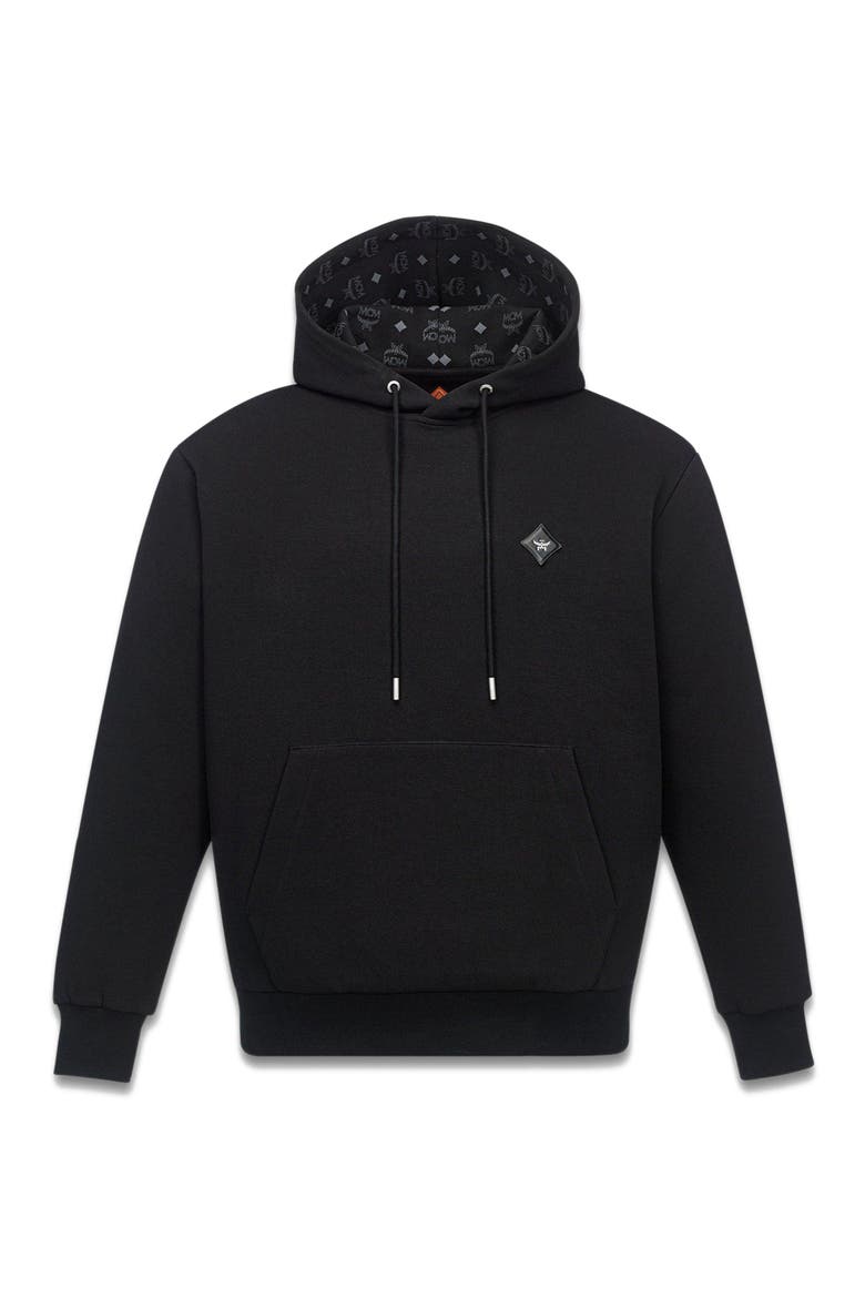 Essential Logo Patch Ponte Hoodie, Alternate, color, Black