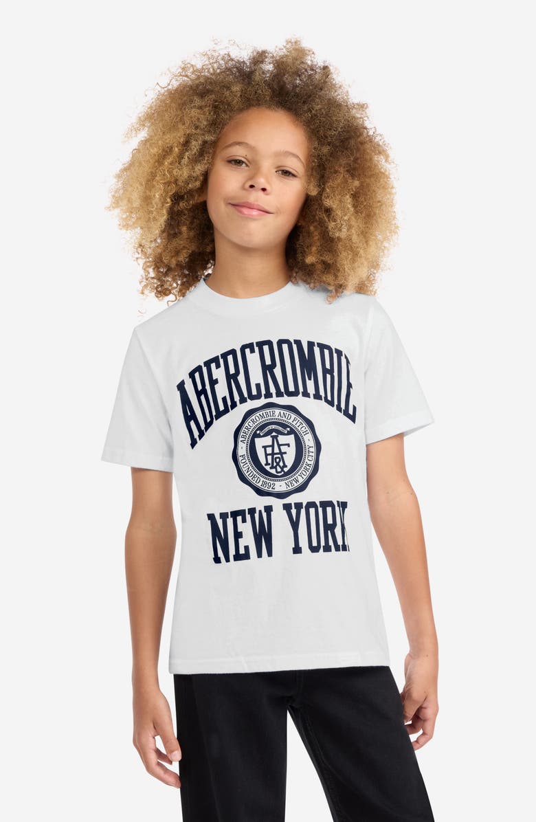 abercrombie kids Kids' Collegiate Tee, Alternate, color, Bright White