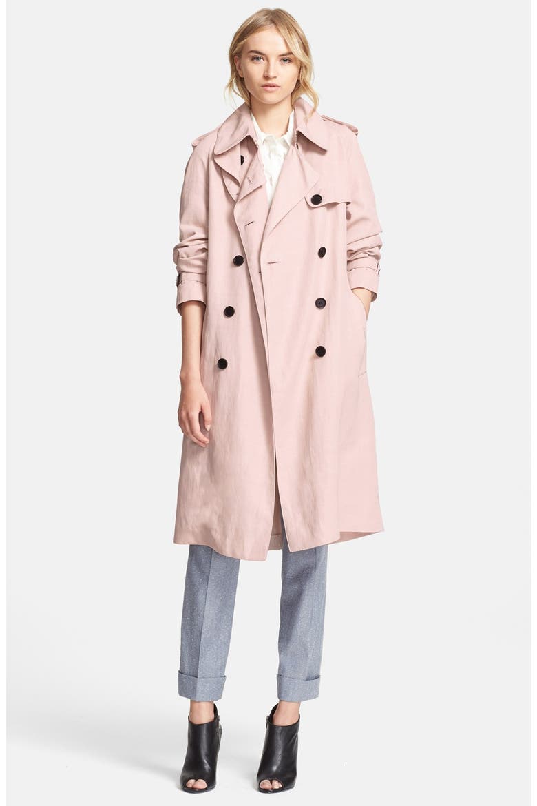 'Terrington' Double Breasted Trench Coat, Main, color, ICE PINK