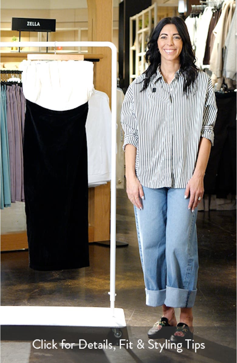 Strapless Mix Media Cocktail Midi Dress, sales video thumbnail