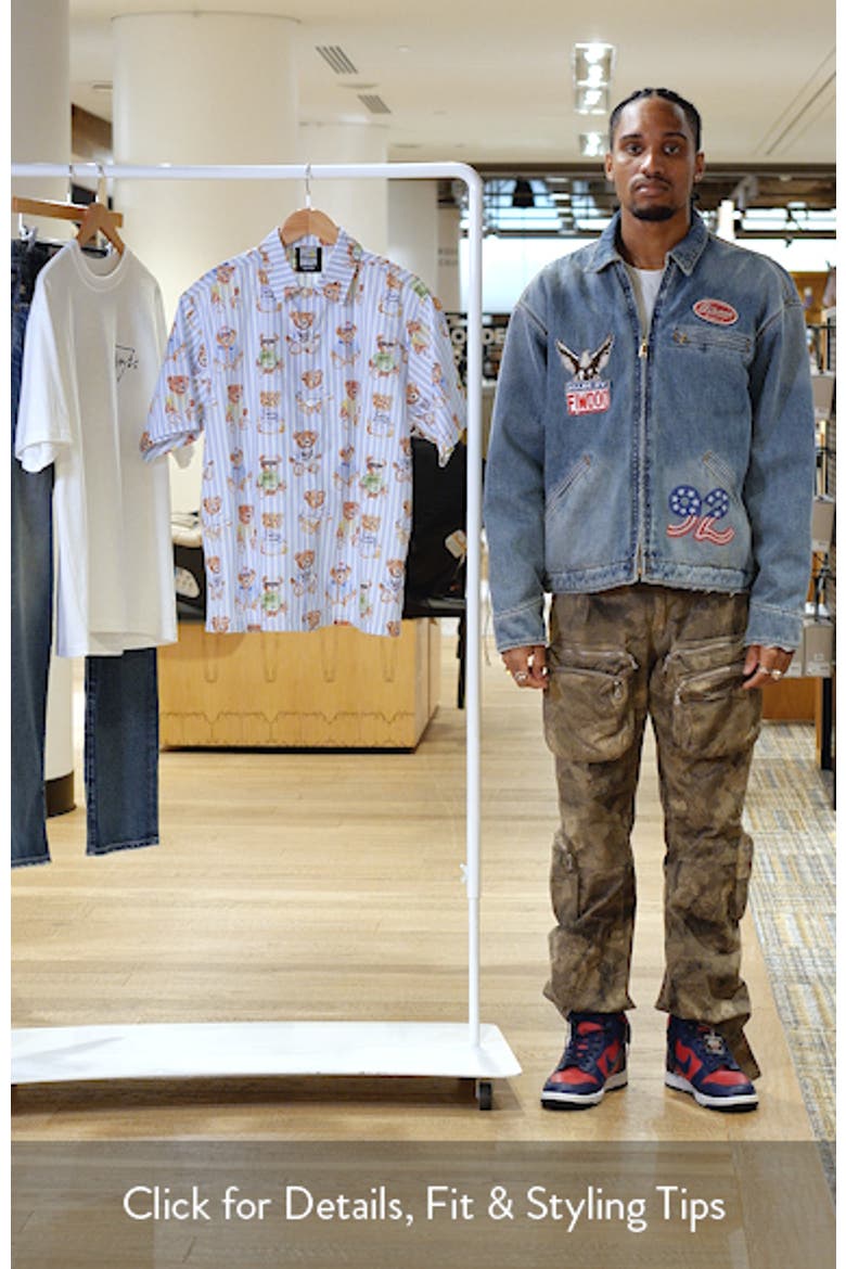 Stripe Teddy Graphic Button-Up Shirt video