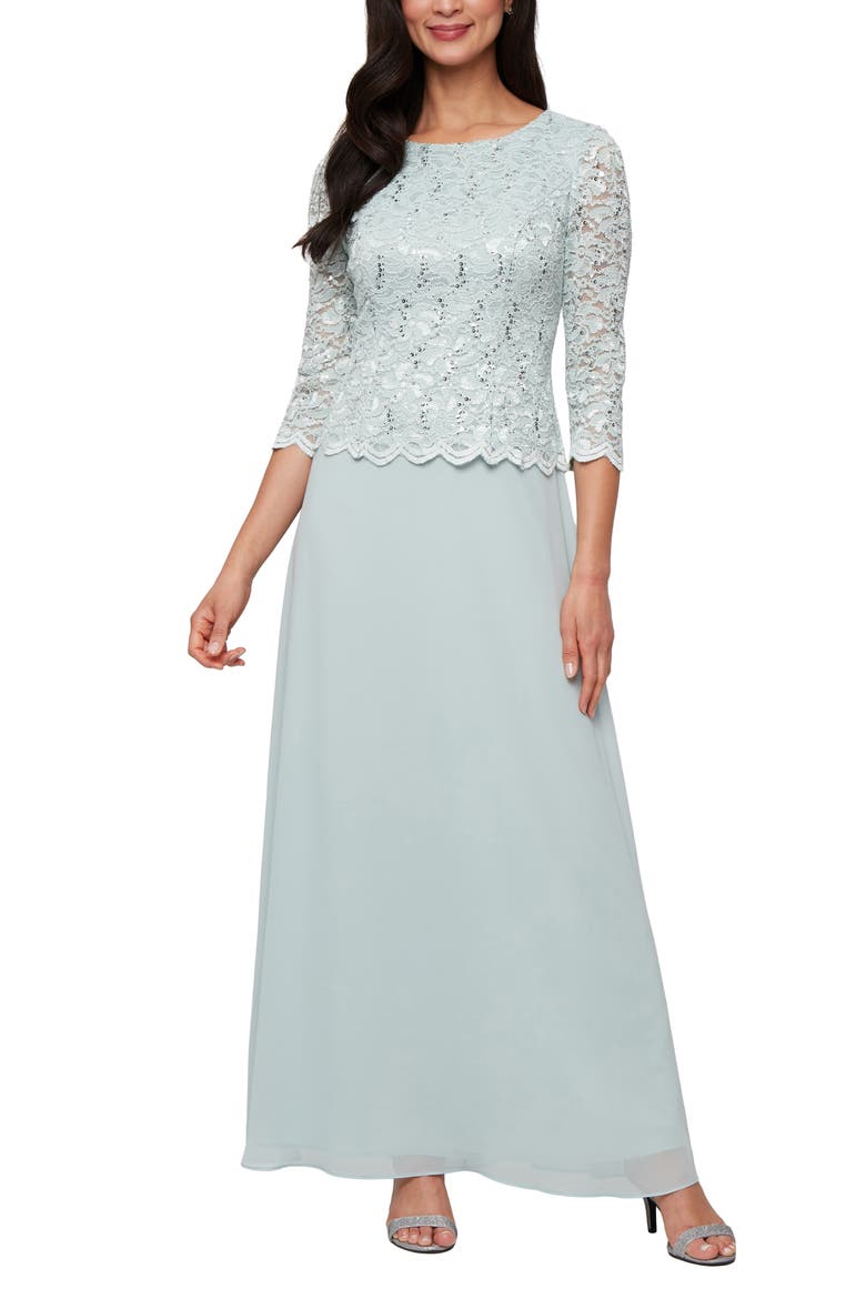 Mock Two-Piece Formal Gown, Main, color, FRESH MINT