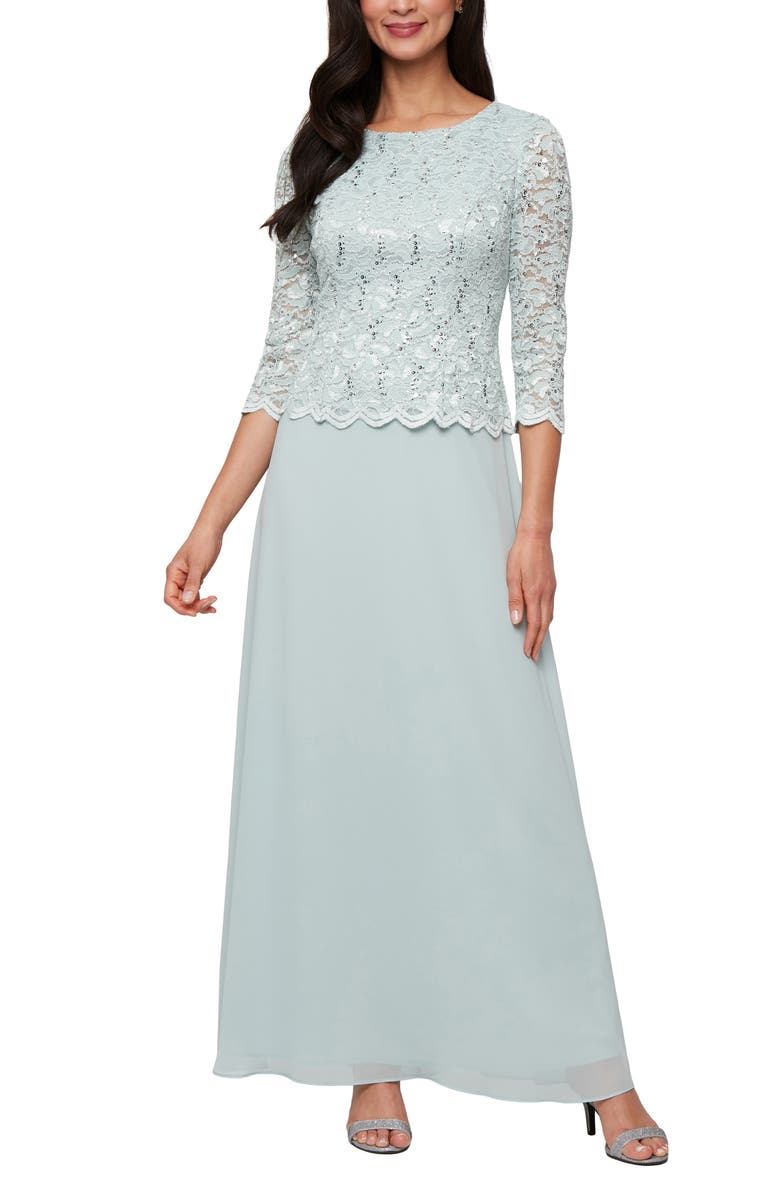 Alex Evenings Mock Two-Piece Formal Gown, Main, color, Fresh Mint