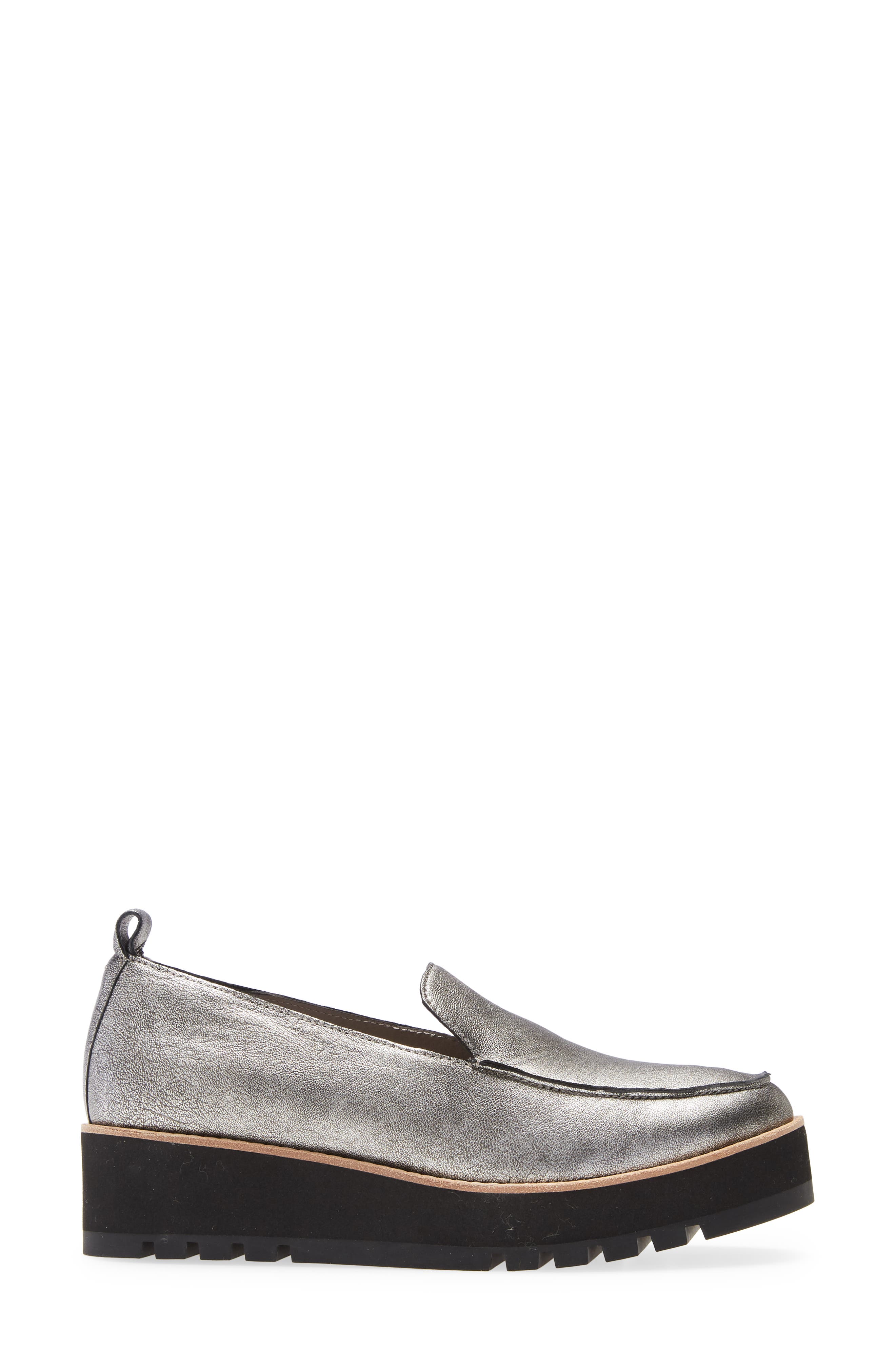 Ells Platform Loafer, Alternate, color, SILVER LEATHER