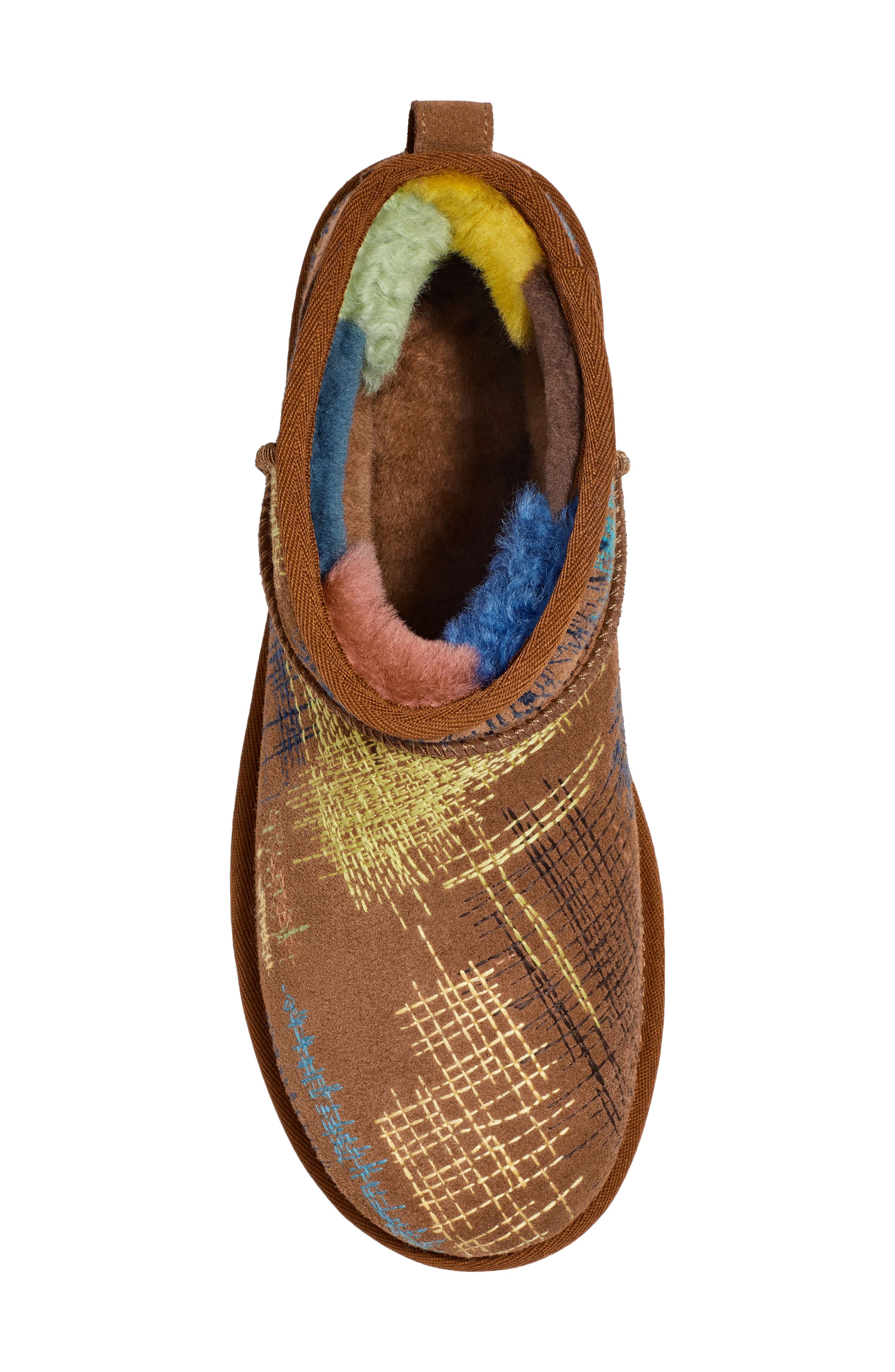 UGG<sup>®</sup> x The Elder Statesman Classic Ultra Mini Genuine Shearling Lined Bootie, Alternate, color, 