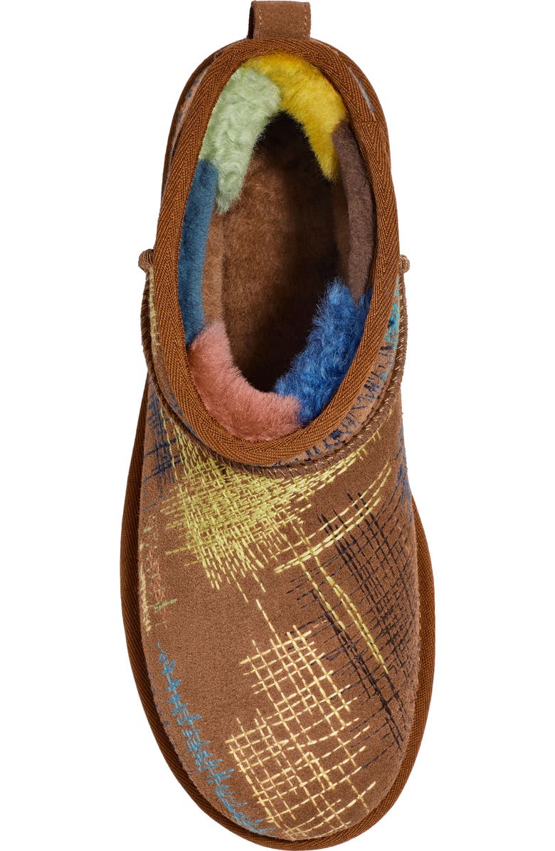 UGG<sup>®</sup> x The Elder Statesman Classic Ultra Mini Genuine Shearling Lined Bootie, Alternate, color,