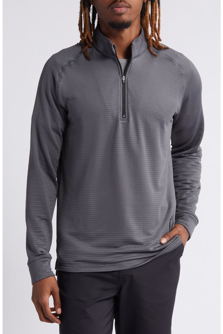 Lukas Quarter Zip Waffle Golf Pullover, Main, color, CHARCOAL