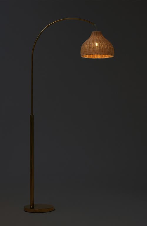 Brightech Lark 75" Boho Wicker Led Floor Lamp With Rattan Empire Shade, Bulb Included In Gold