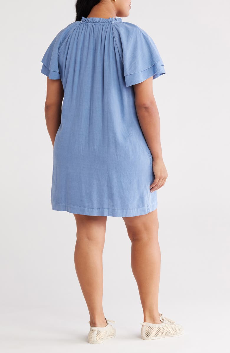 Treasure & Bond Flutter Sleeve Linen Blend Shift Dress, Alternate, color, Blue Colony