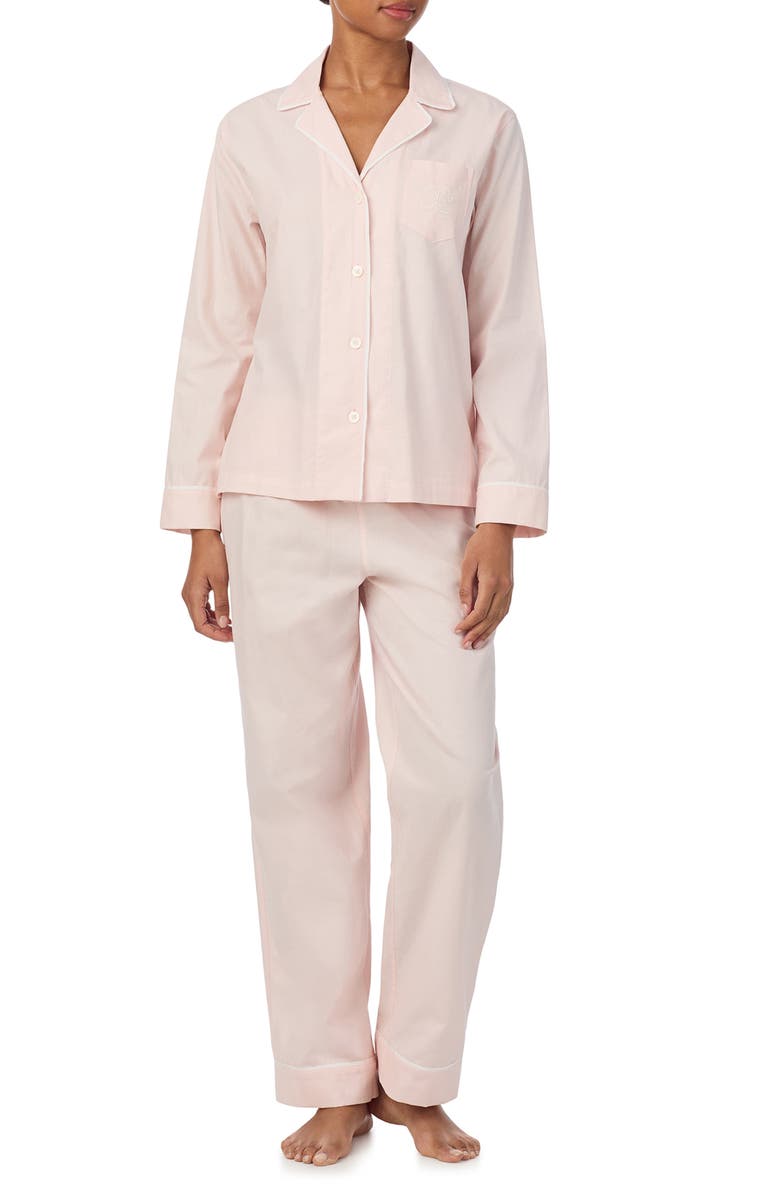 Lauren Ralph Lauren Cotton Pajamas, Main, color, Blush