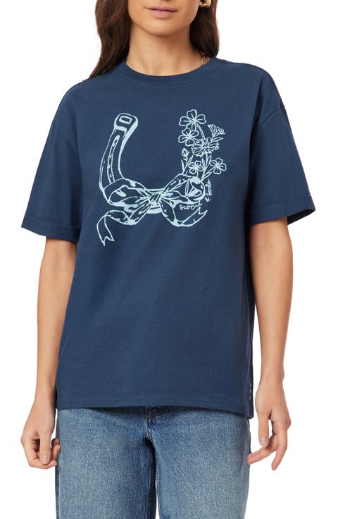 Relaxed Fit Roll Cuff Graphic T-Shirt