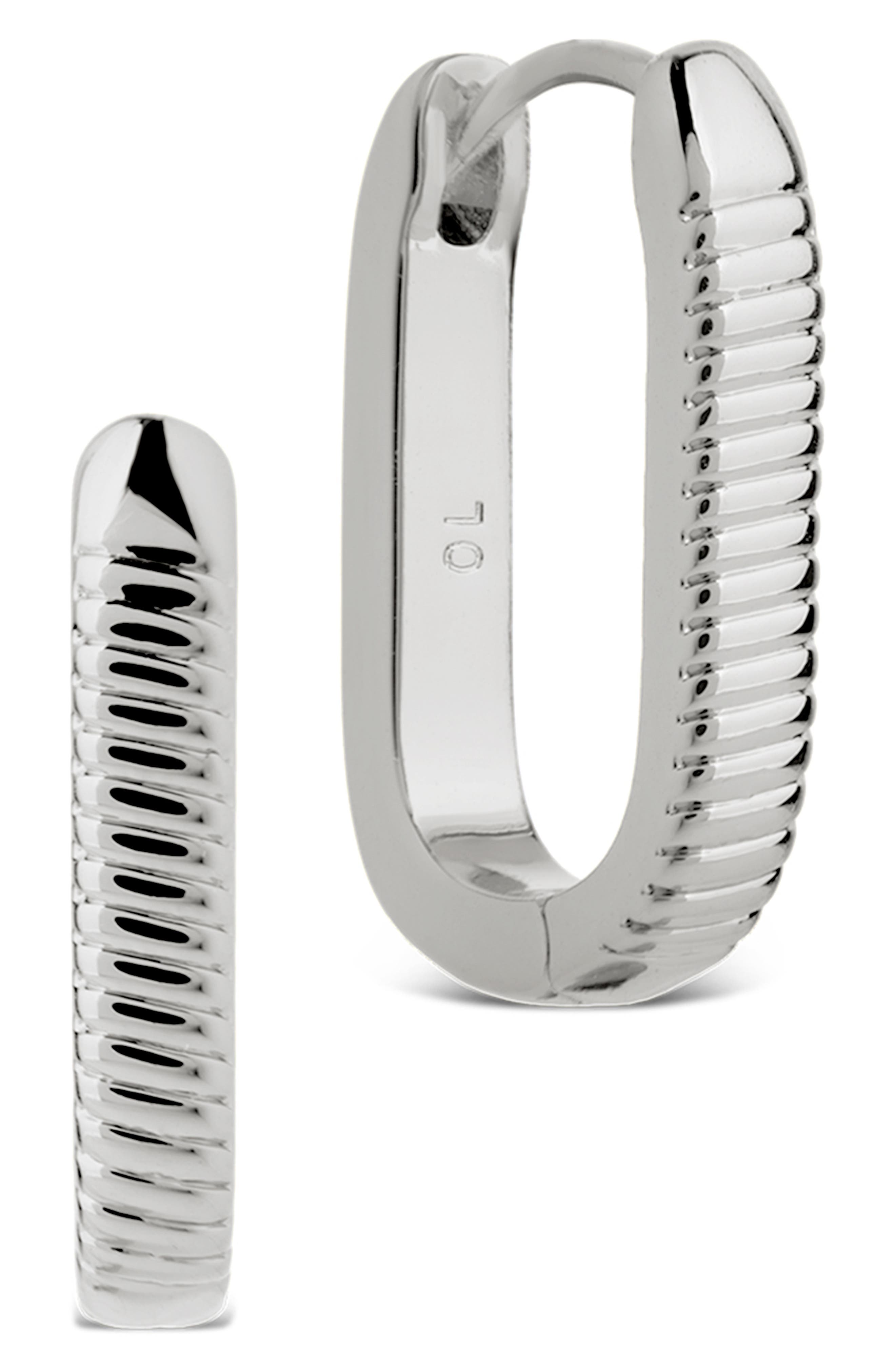 Elia Textured Rectangle Hoop Earrings