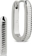 Sterling Forever Elia Textured Rectangle Hoop Earrings