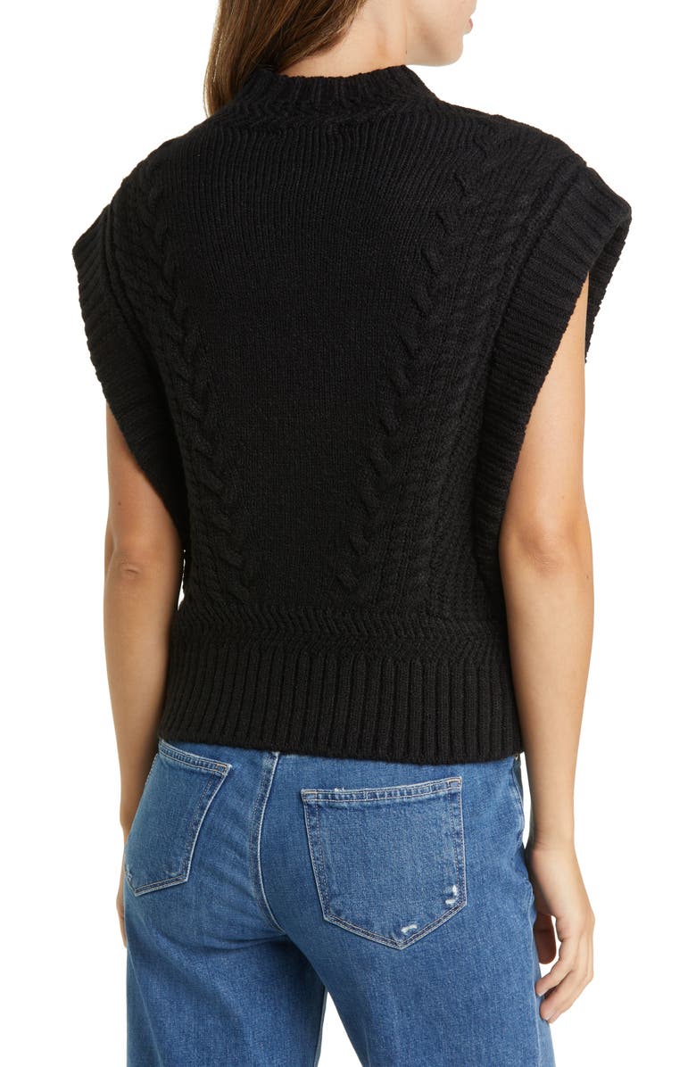 Wit & Wisdom Cable Stitch Mock Neck Sweater Vest, Alternate, color,