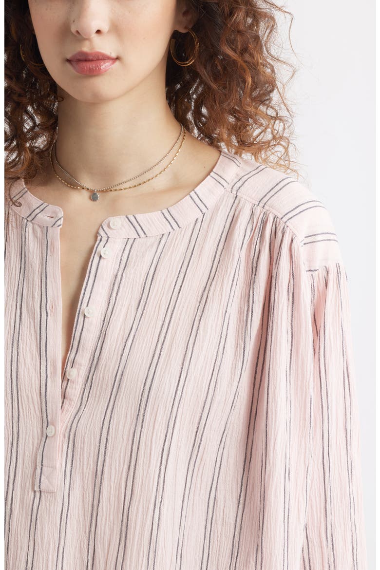 Stripe Cotton Popover Shirt, Alternate, color, PINK- NAVY JAME STRIPE