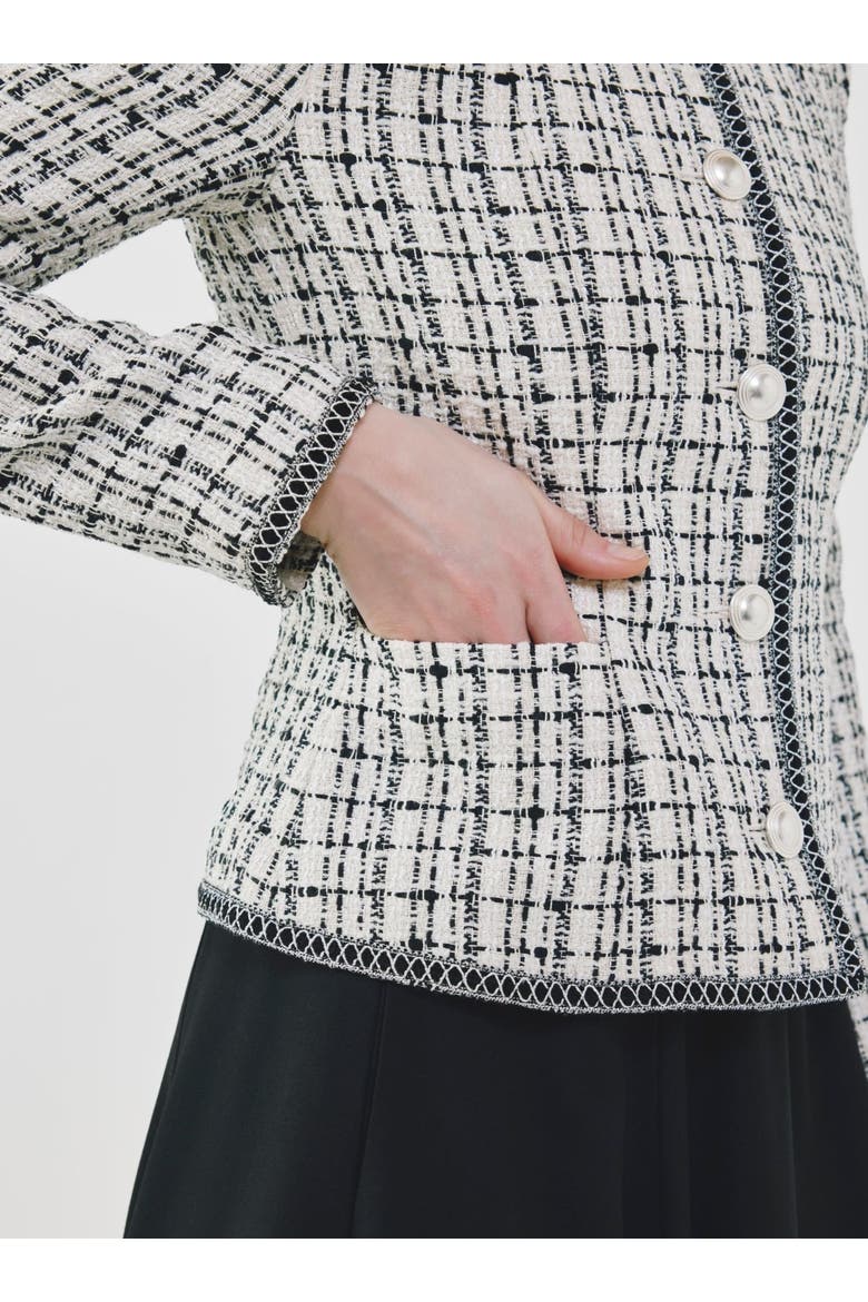 Signature Fancy Tweed Jacket, Alternate, color, Black & White