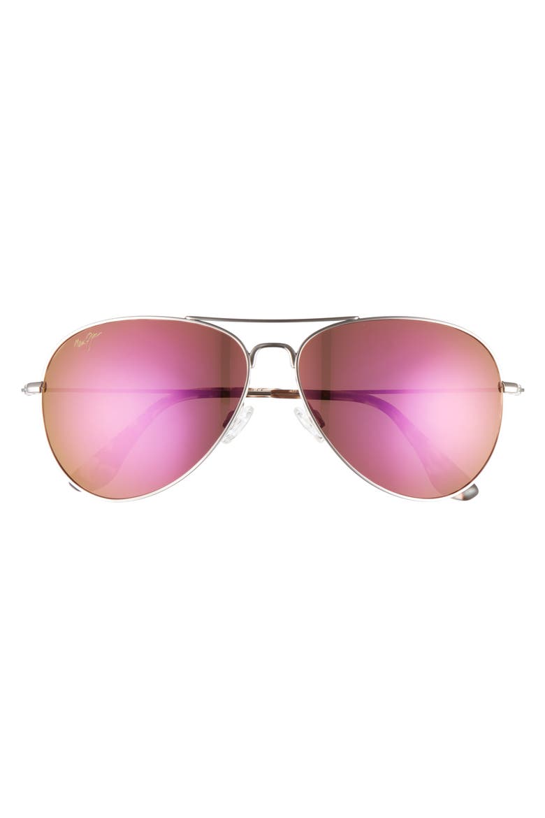 Mavericks 61mm Mirrored PolarizedPlus2® Aviator Sunglasses, Alternate, color, ROSE GOLD/ MAUI SUNRISE