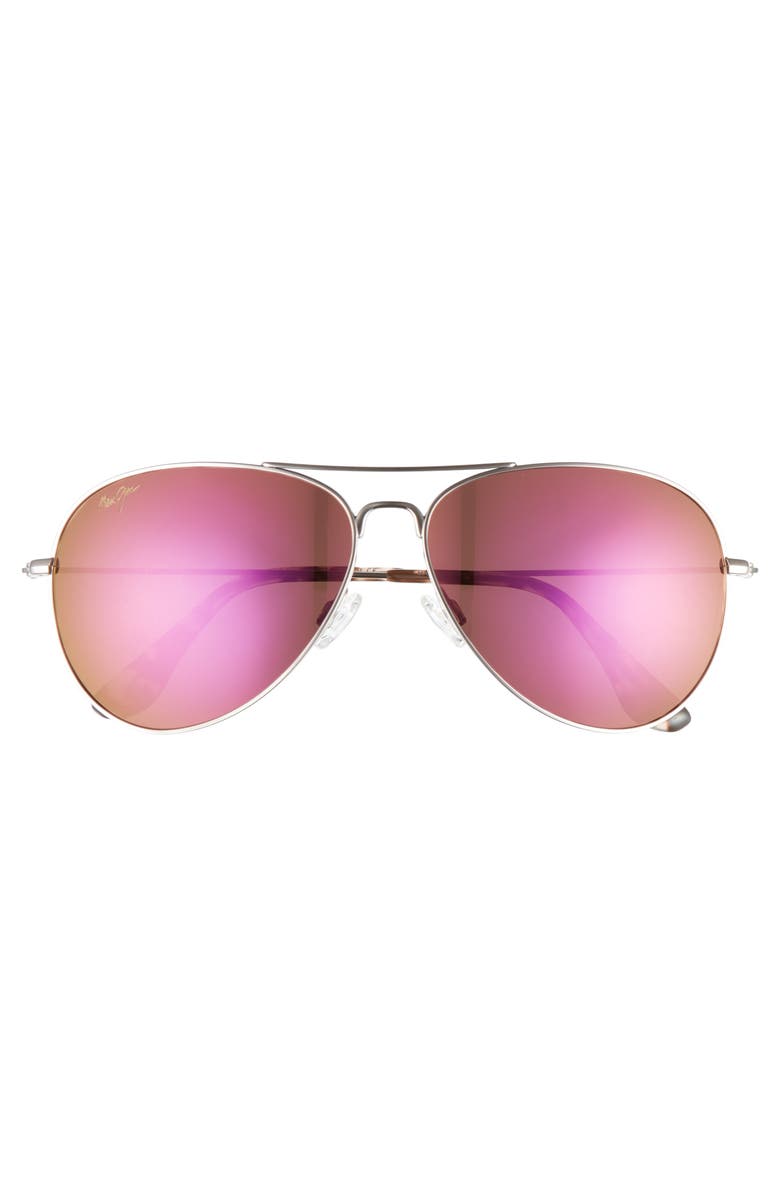 Maui Jim Mavericks 61mm Mirrored PolarizedPlus2<sup>®</sup> Aviator Sunglasses, Alternate, color, Rose Gold/ Maui Sunrise