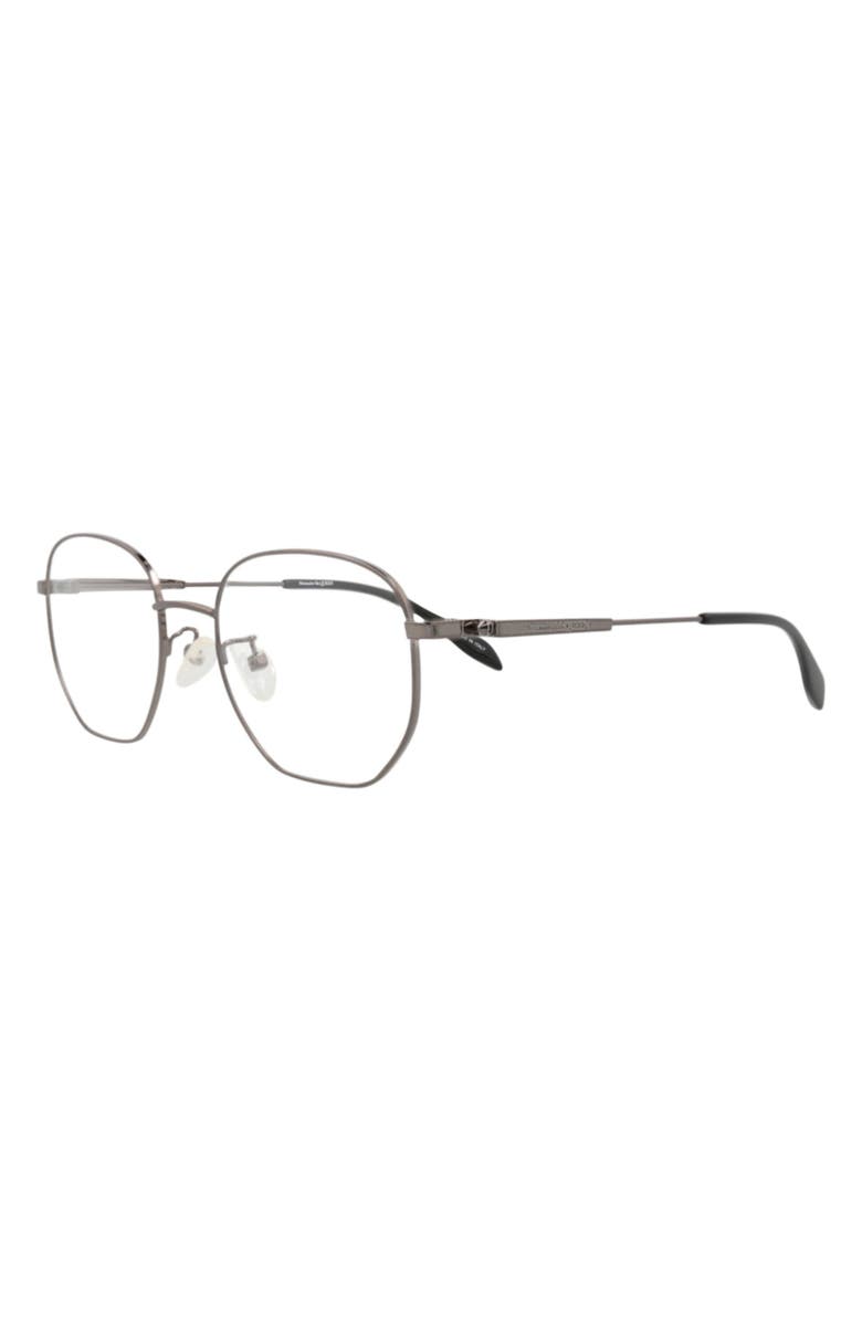 McQueen 52mm Square Optical Glasses, Alternate, color, Ruthenium Transparent