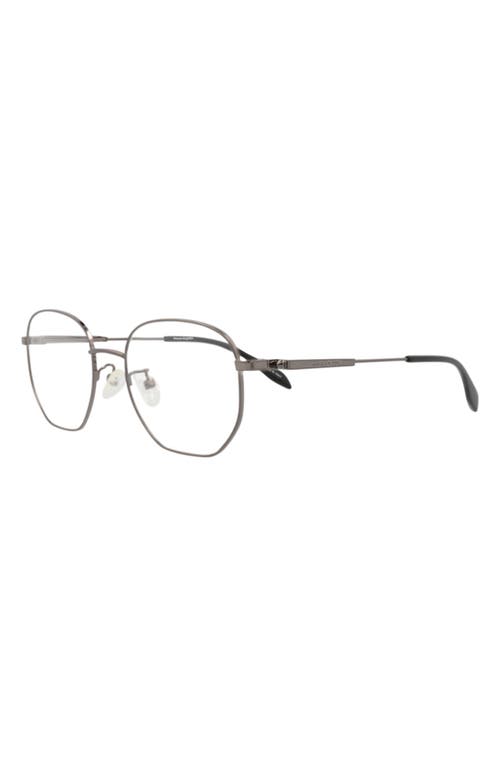 Alexander Mcqueen Mcqueen 52mm Square Optical Glasses In Metallic