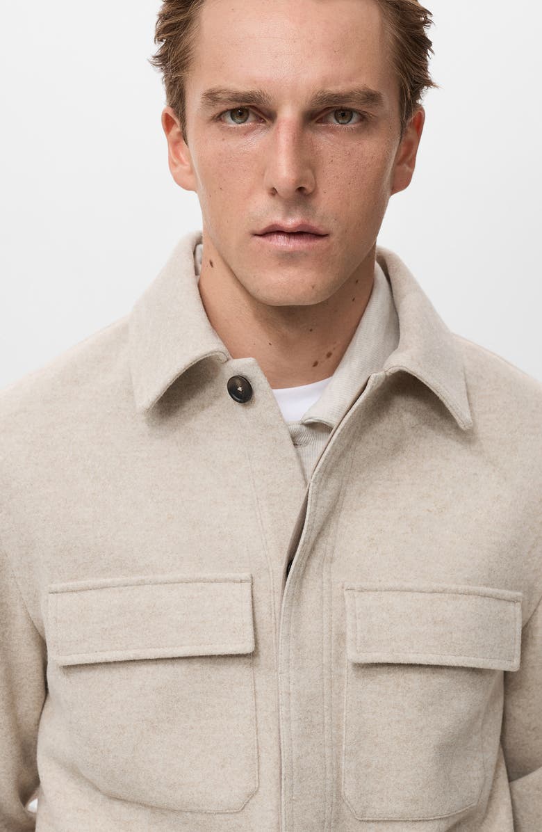MANGO Flannel Pocket Overshirt, Alternate, color, Sand