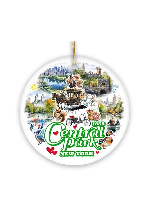 Central Park 1858 New York Landmarks Round Ornament