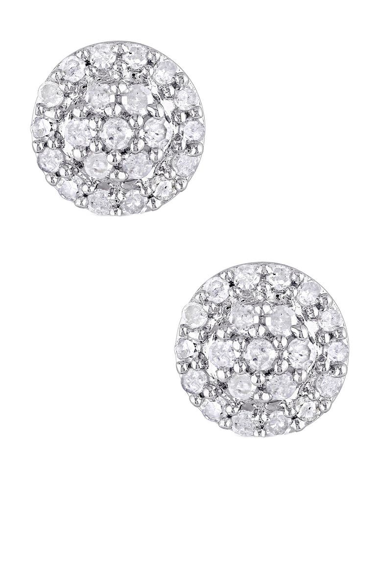 DELMAR Sterling Silver Diamond Earrings - 0.25 ctw, Main, color, Silver