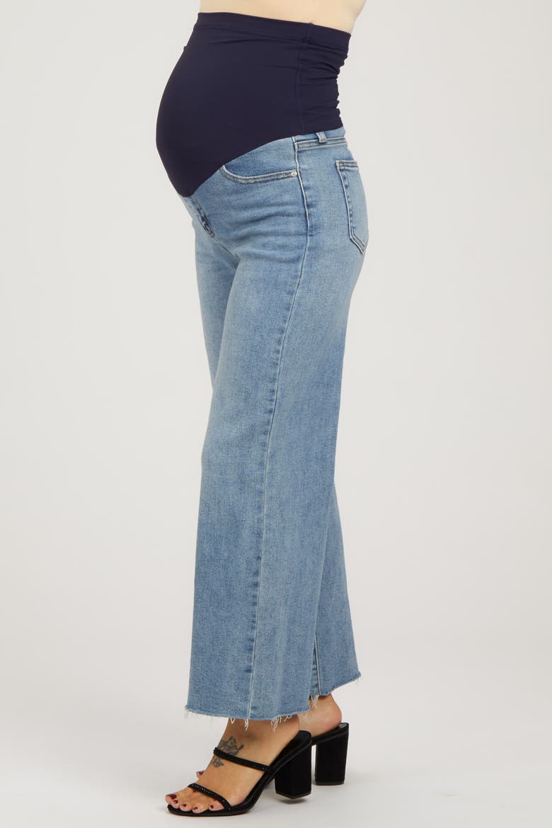 Wide Leg Raw Hem Maternity Jeans, Alternate, color, Blue