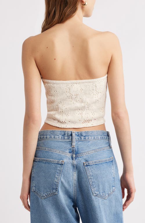 Open Edit Strapless Lace Overlay Crop Top In Ivory
