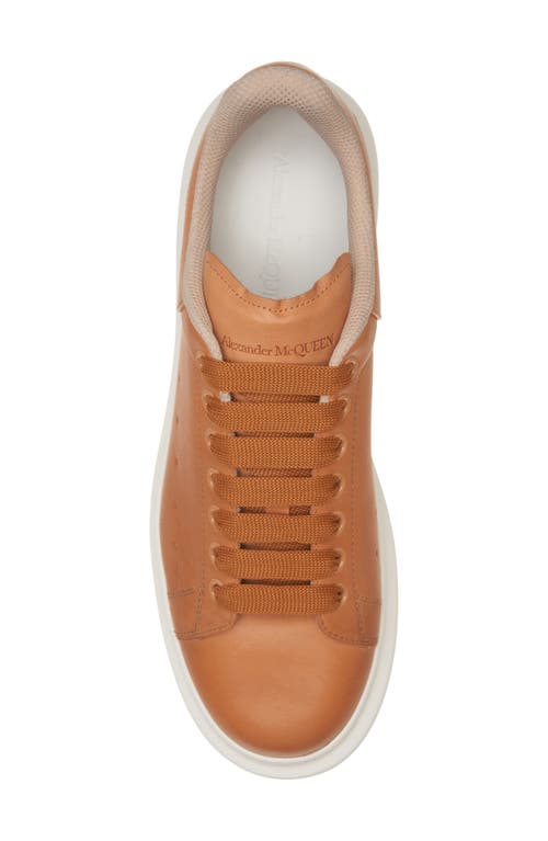 Alexander Mcqueen Caramel Leather Sneakers With Caramel Leather Heel In Natural