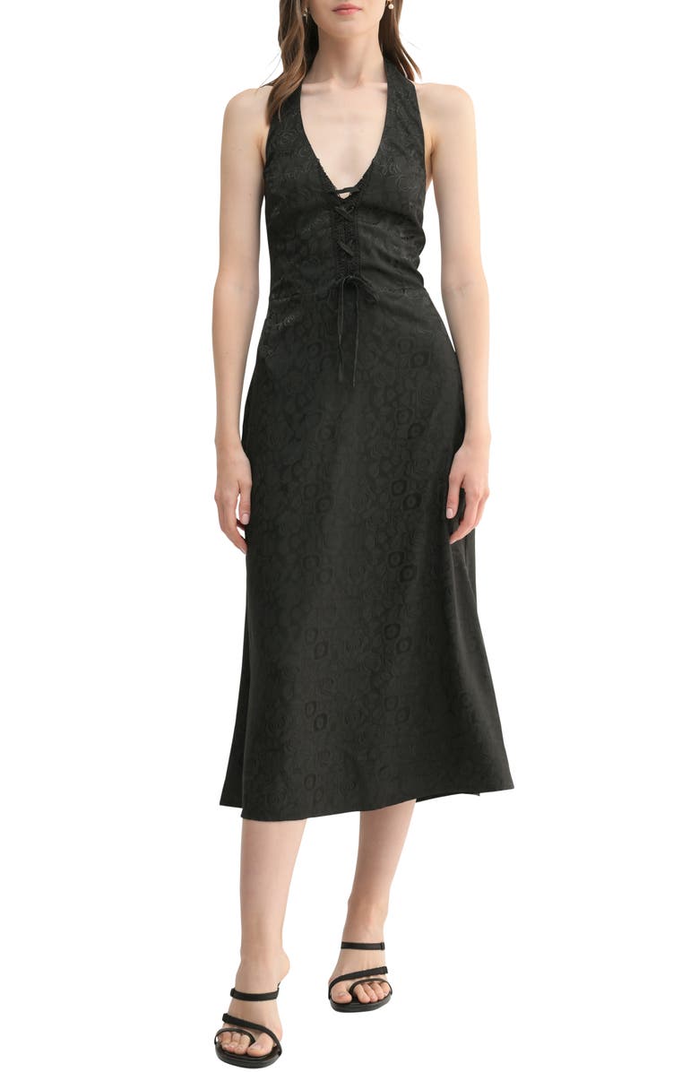 slim fit dress slacks Striped Halter Neck A-Line Maxi Dress - She + Sky main image 1