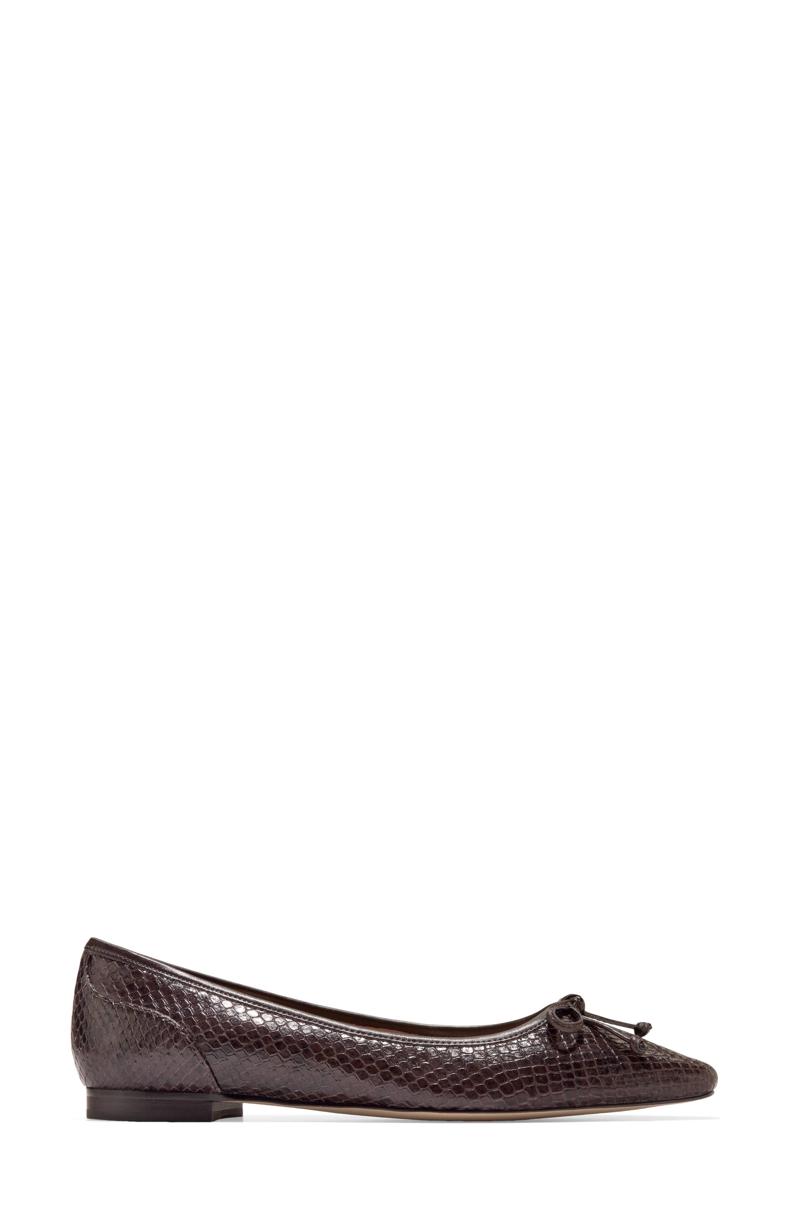 Paget Leather Ballet Flat, Alternate, color, DARK CHOCOLATE SNAKE PRINT