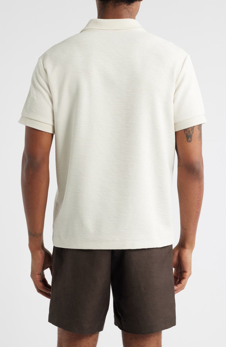 Open Edit Wave Texture Johnny Collar Polo, Alternate, color, Ivory Dove