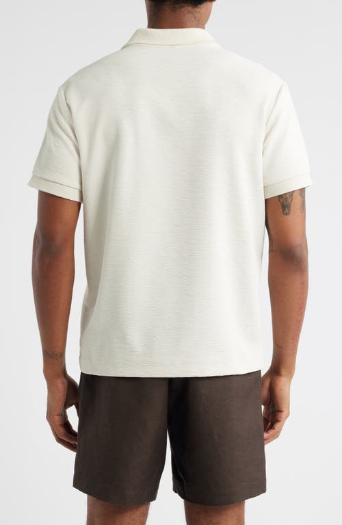 Open Edit Wave Texture Johnny Collar Polo In White