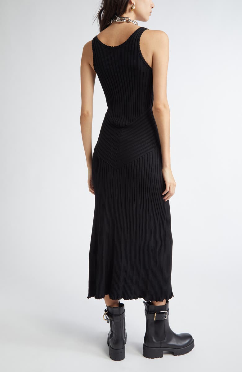 Rabanne Button Front Rib Body-Con Tank Dress, Alternate, color, 