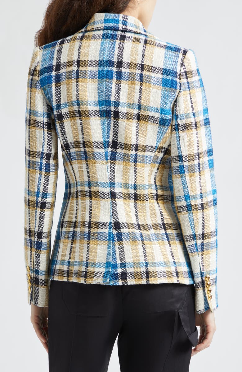 Smythe Cutaway Plaid Linen & Cotton One-Button Blazer, Alternate, color,
