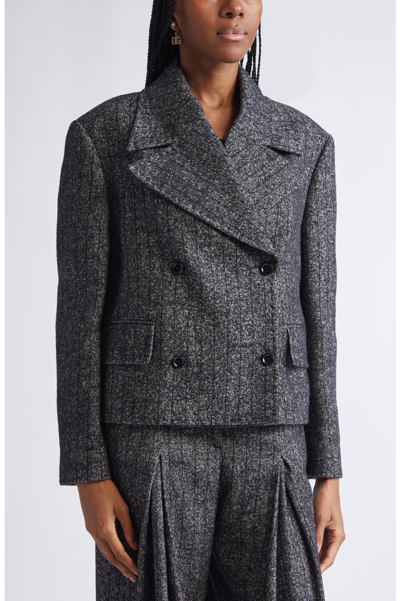 Stripe Double Breasted Wool Blend Crop Jacket, Alternate, color, S8051 RIGATO