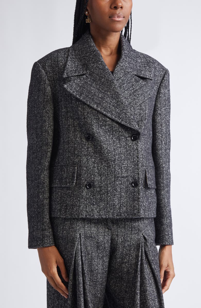 Dolce&Gabbana Stripe Double Breasted Wool Blend Crop Jacket, Alternate, color, S8051 Rigato