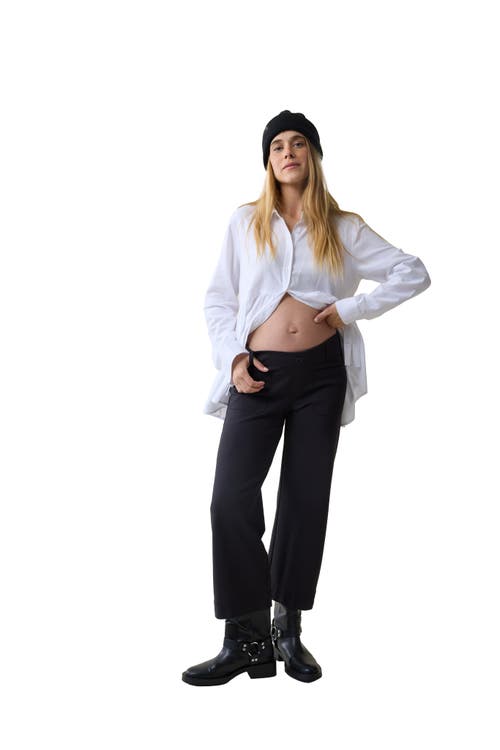 Ingrid & Isabel Wide Leg Ankle Maternity Pant In Black