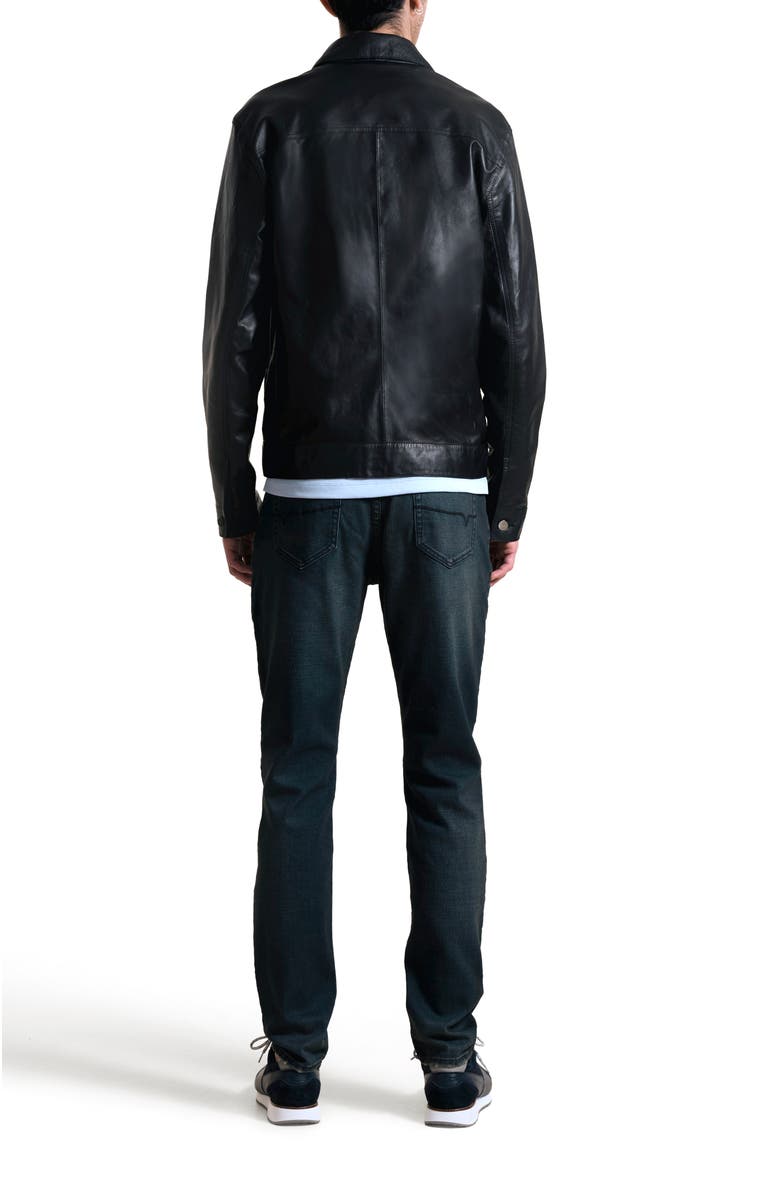 Velez Classic Fit Leather Trucker Jacket, Alternate, color, Black