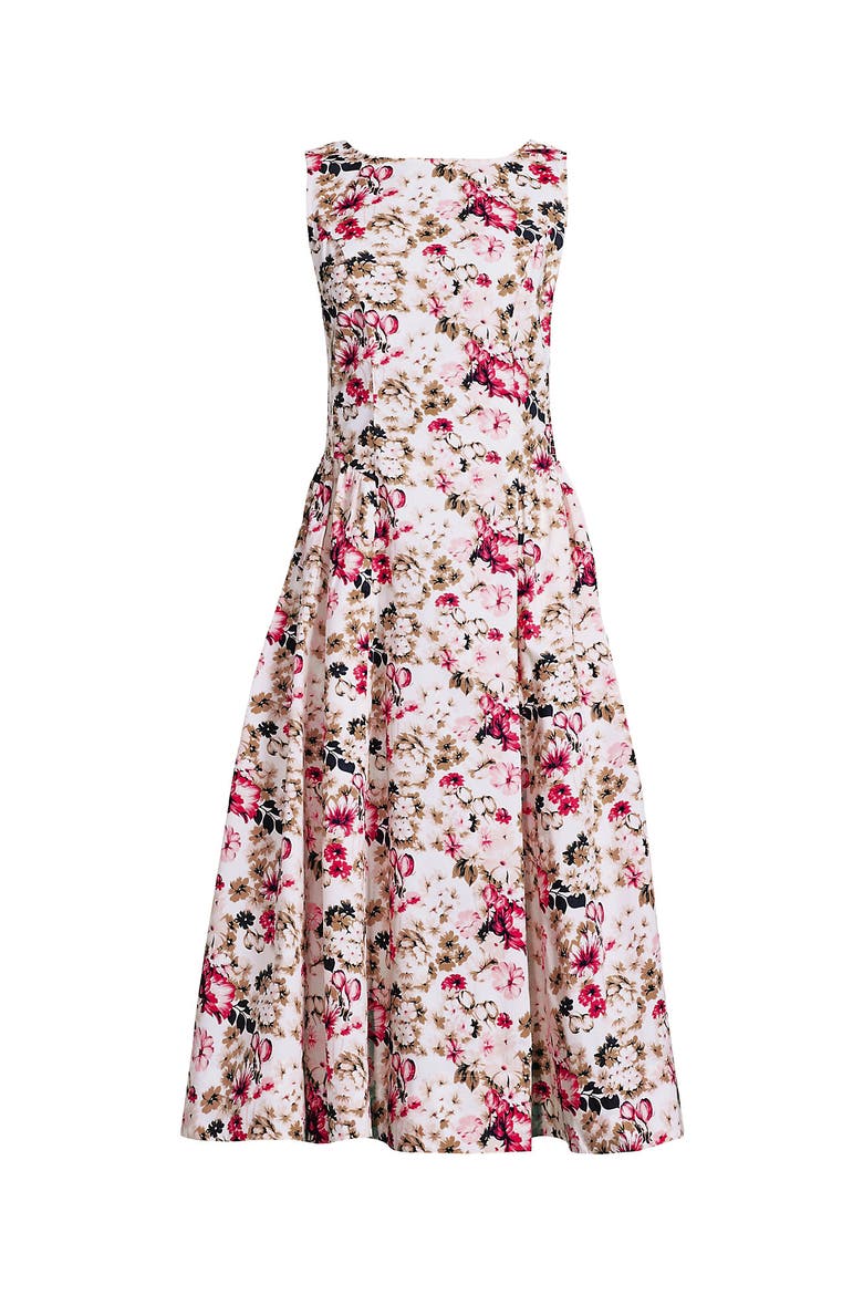 Poplin Boatneck Midi Dress, Alternate, color, Ivory/Soft Blush Blooms