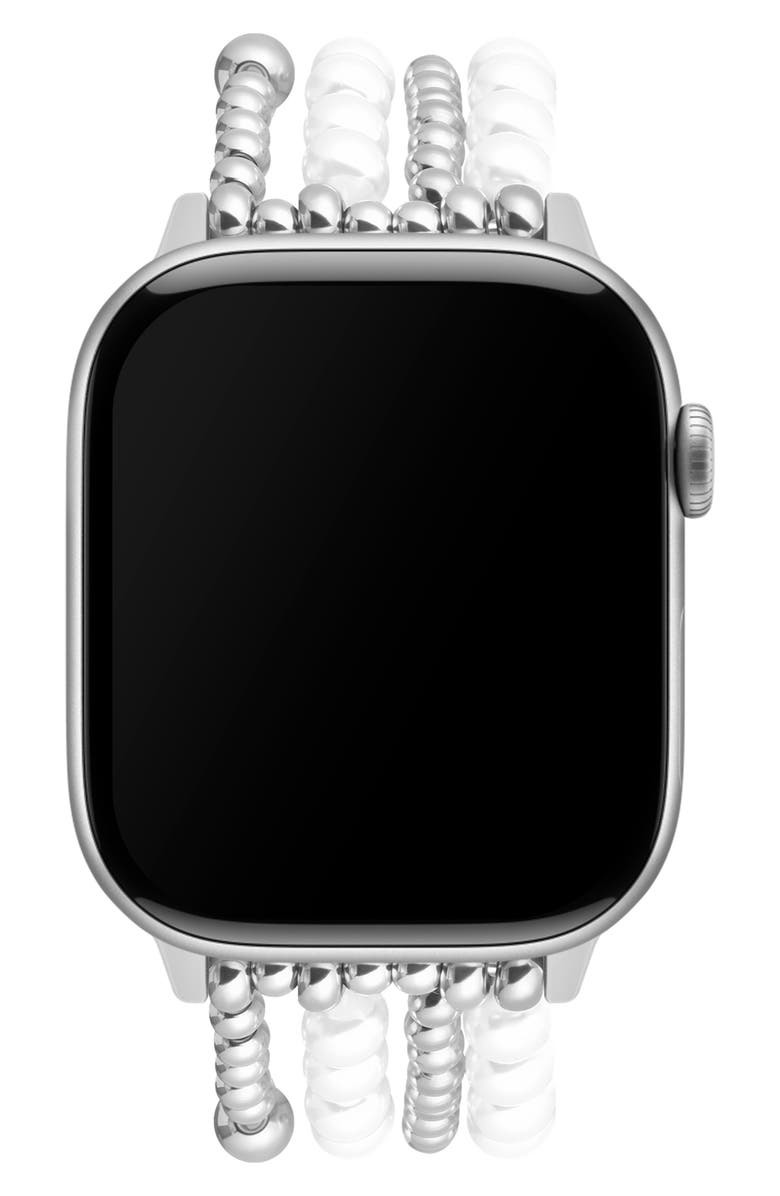 The Posh Tech Penny Silvertone Beaded Apple Watch<sup>®</sup> Watchband, Alternate, color, Silver