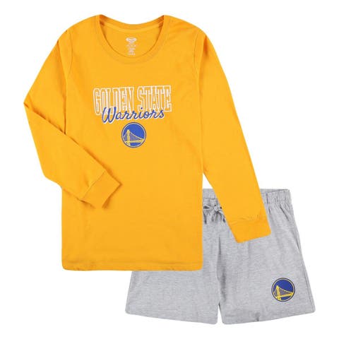Women's Concepts Sport Gold/Heather Gray Los Angeles Lakers Plus Size Long Sleeve T-Shirt and Shorts Sleep Set