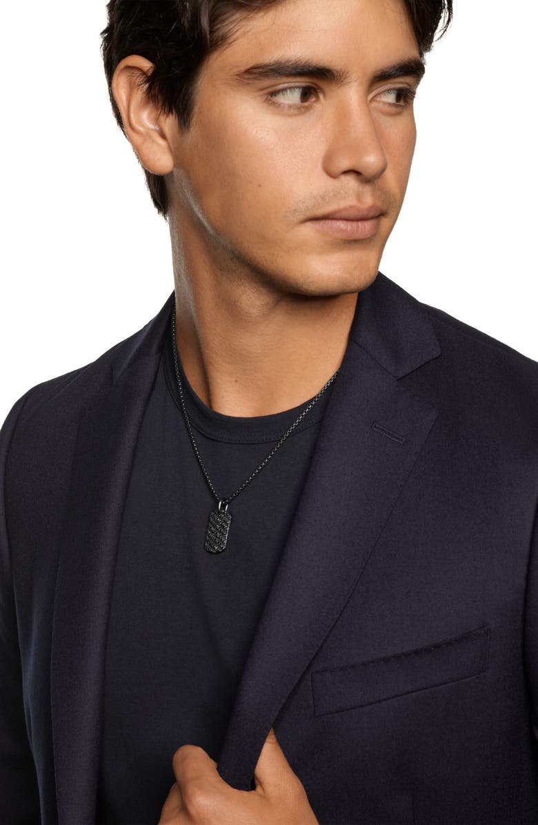 David Yurman Men's Sculpted Cable Tag in Black Titanium with Black Diamonds, 27mm, Alternate, color, Black Titanium