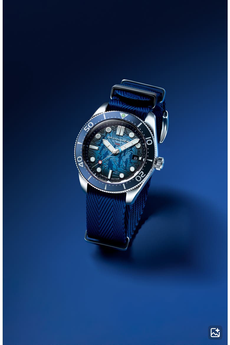 x Dolphin Project Croft Midsize Automatic Aqua Play Watch Set, 40mm, Alternate, color, BLUE