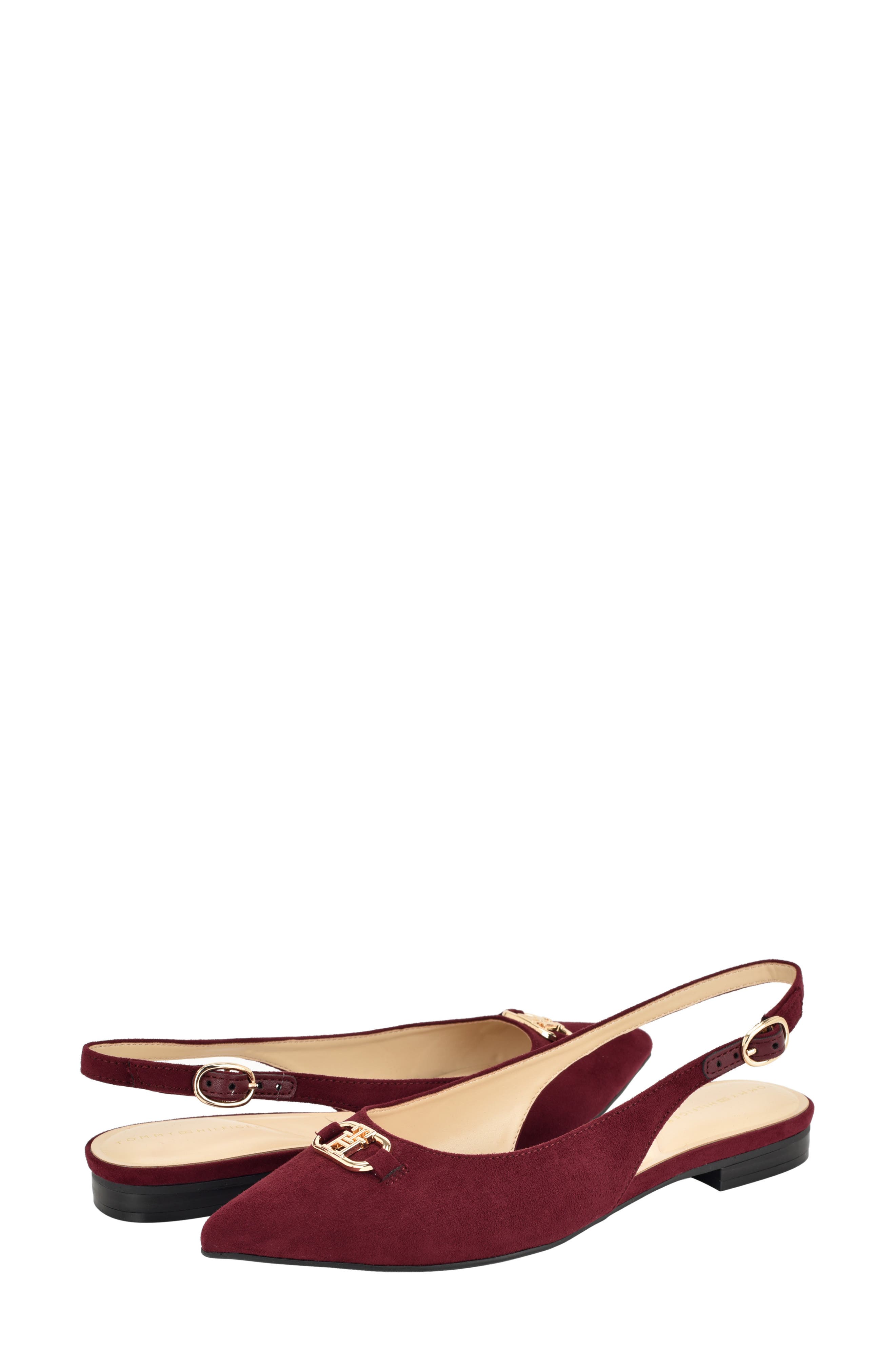 Vesly Pointed Toe Slingback Flat, Alternate, color, DEEP BORDEAUX