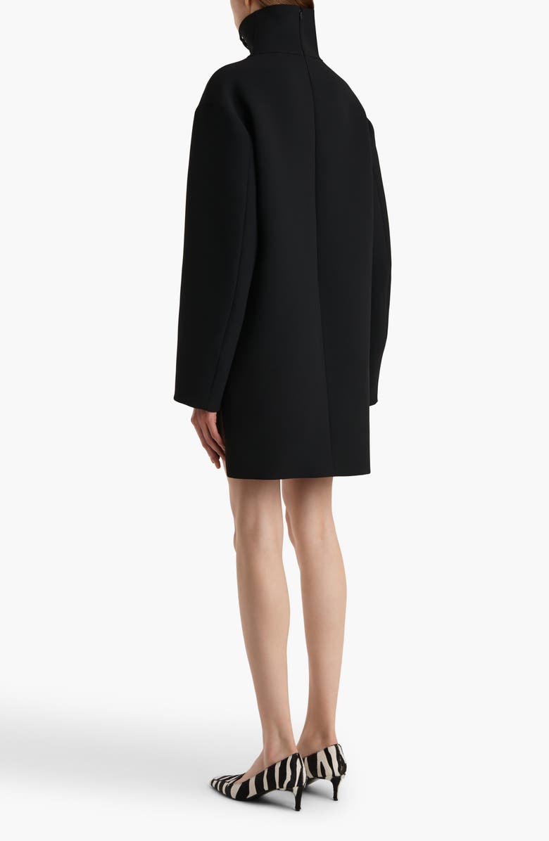 Khaite Lee Lace-Up Long Sleeve Double Face Crepe Dress, Alternate, color, Black