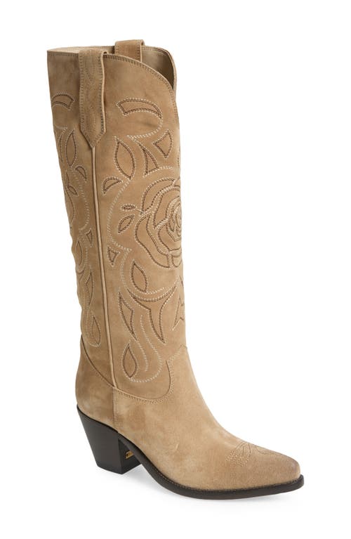 Golden Goose Wish Star Pointed Toe Western Tall Boot In Sand