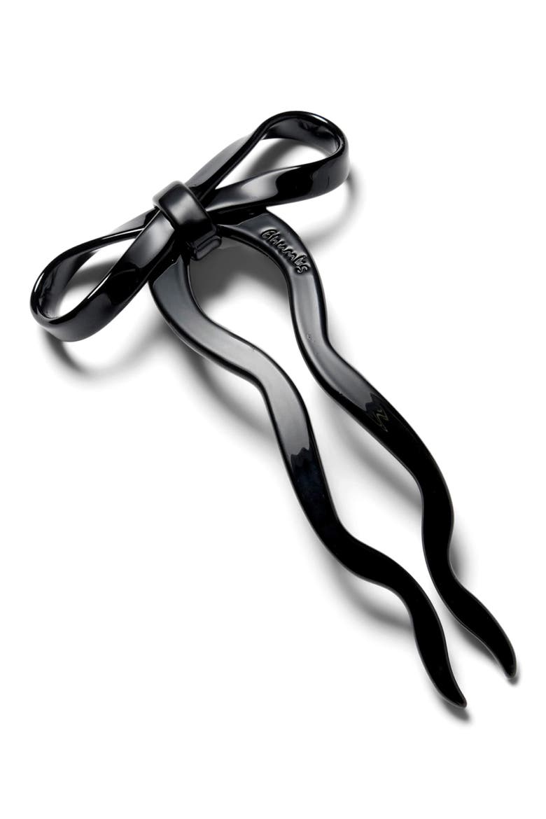 Large Bow Hairpin, Main, color, BLACK