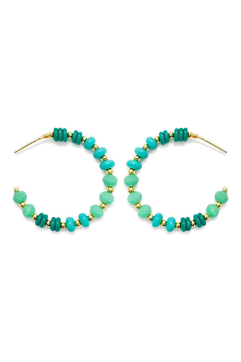 Beaded Hoop Earrings, Main, color, TEAL